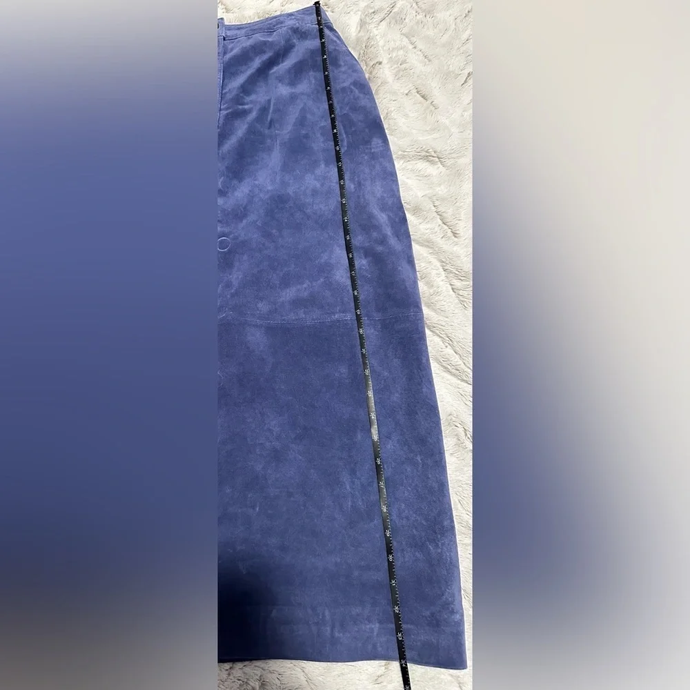 Monterey Bay Vintage Blue A-Line Leather Skirt - Picture 4 of 16